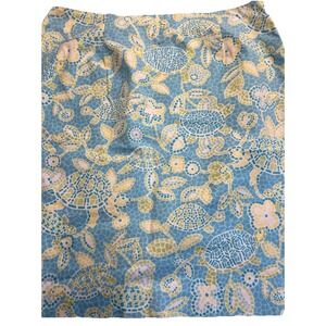 Talbots‎ Pencil Skirt Sz 12 Turtle Print Beach Resort Made In USA Coastal Preppy